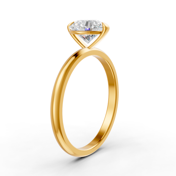 1-5 Ct Round Cut Real Moissanite 2 Prong Solitaire Ring 14K Yellow Gold Plated
