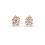 Load image into Gallery viewer, Pear Cut Real Moissanite Bezel Set Solitaire Stud Earrings Screw Back 14K Gold Plated