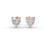 Load image into Gallery viewer, Heart Cut Real Moissanite 3 Prong Solitaire Stud Earrings Screw Back 14K Gold Plated