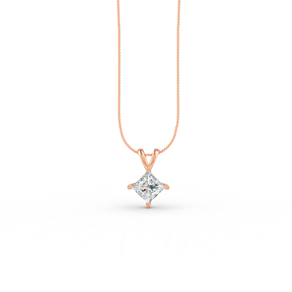 Princess Cut Moissanite Solitaire Pendant 14K Yellow Gold Plated