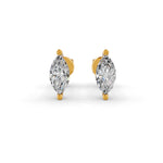 Load image into Gallery viewer, Marquise Cut Real Moissanite 2 Prong Solitaire Stud Earrings Screw Back 14K Gold Plated