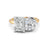 4 Ct Emerald & Round Cut Real Moissanite Toi Et Moi Ring 14K Yellow Gold Plated