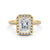 2.15Ct Emerald Cut Moissanite Halo Engagement Ring 14K Gold Plated