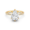 2.09Ct Pear Cut Moissanite Hidden Halo Engagement Ring 14K Gold Plated