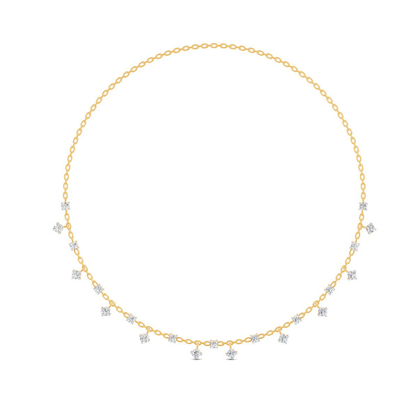 0.76 Ct Round Cut Moissanite Minimalist Chain Necklace In 14K Yellow Gold Plated