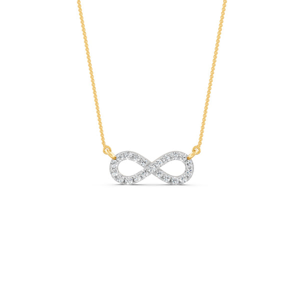 0.33Ct Round Cut Moissanite Infinity Pendant Necklace 14K Yellow Gold Plated