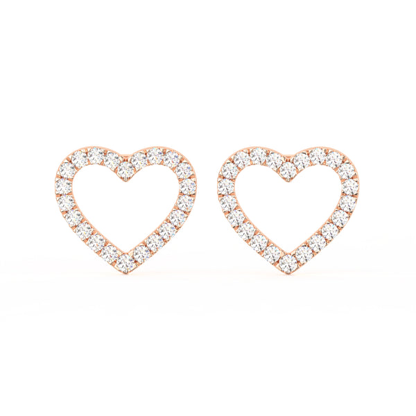 1 Ct Round Cut Moissanite Heart Stud Earrings in 14K Gold Plated