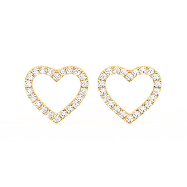 1 Ct Round Cut Moissanite Heart Stud Earrings in 14K Gold Plated