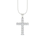Load image into Gallery viewer, 3Ct Round Moissanite Women Cross Pendant 14K White Gold Plated