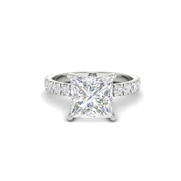2.63Ct Princess Cut Moissanite Women Engagement Ring 14K Yellow Gold Plated