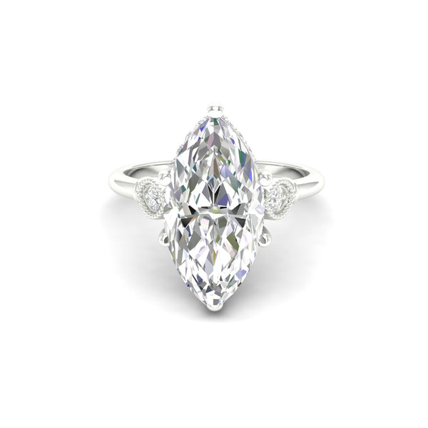 4.09Ct Marquise Cut Moissanite Engagement Ring 14K Yellow Gold Plated