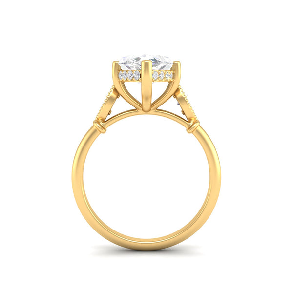 4.09Ct Marquise Cut Moissanite Engagement Ring 14K Yellow Gold Plated