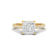 2.50Ct Princess Cut Moissanite Women Engagement Ring 14K White Gold Plated