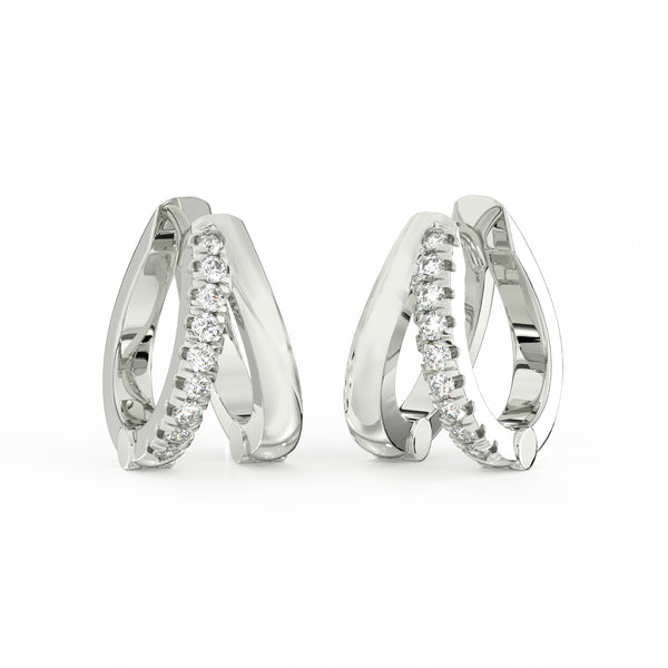 0.15 Ct Round Cut Moissanite Hoop Earrings 14K Gold Plated