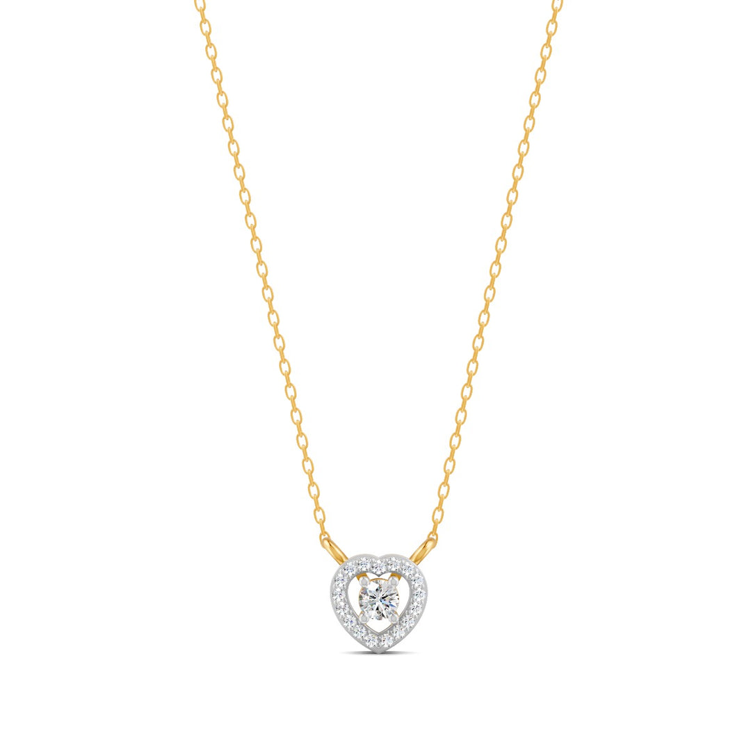 0.17 Ct Round Cut Moissanite Women's Heart Necklace Pendant 14K Gold Plated
