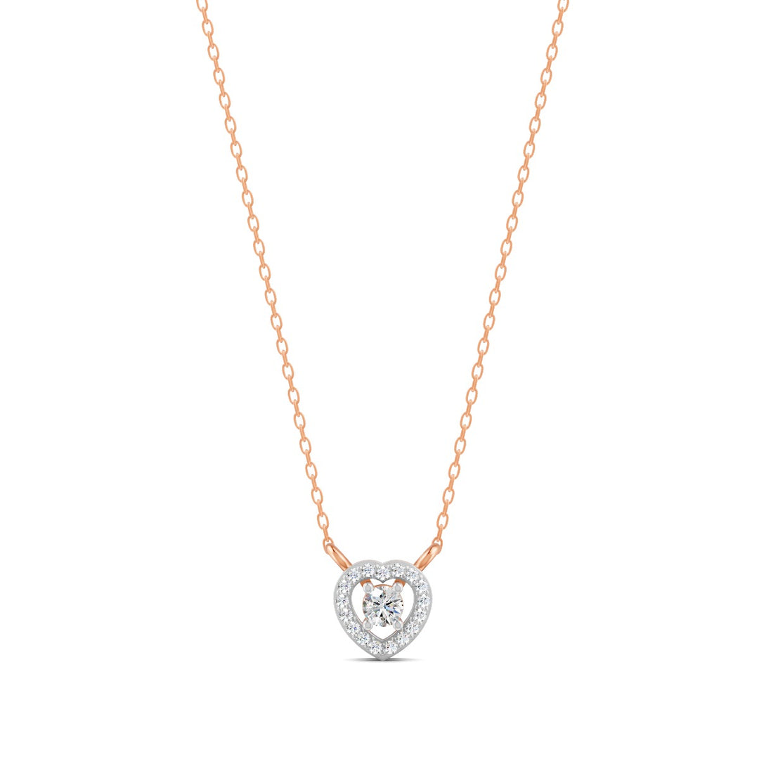 0.17 Ct Round Cut Moissanite Women's Heart Necklace Pendant 14K Gold Plated