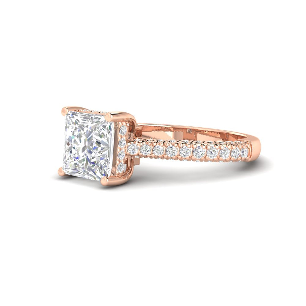 2.50Ct Princess Cut Moissanite Women Engagement Ring 14K White Gold Plated