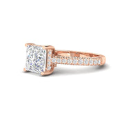 2.50Ct Princess Cut Moissanite Women Engagement Ring 14K White Gold Plated