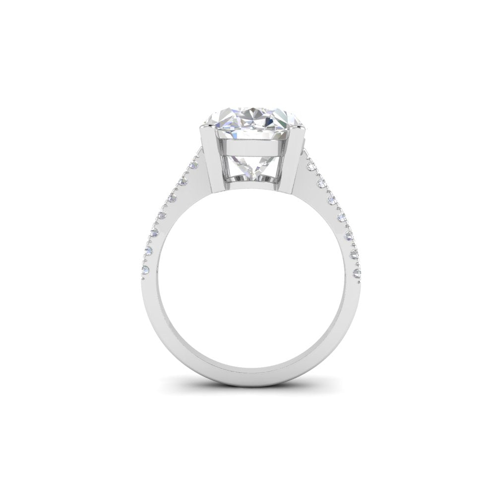 7 Ct Oval Moissanite Women Engagement Rings 14K White Gold Plated