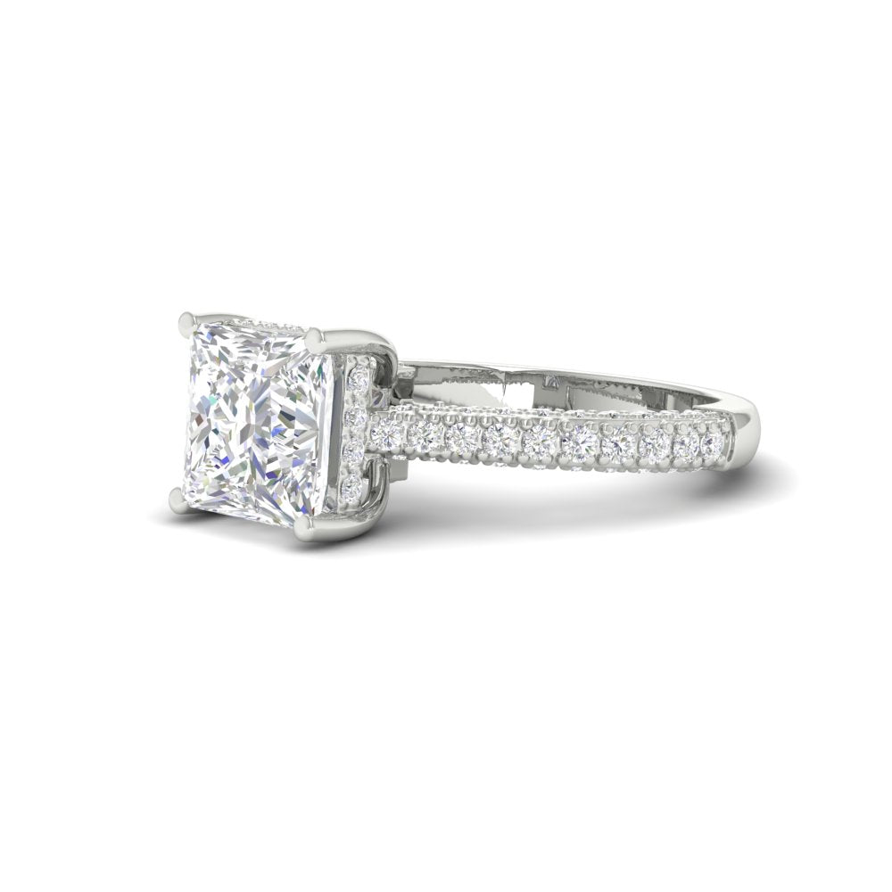 2.50Ct Princess Cut Moissanite Women Engagement Ring 14K White Gold Plated