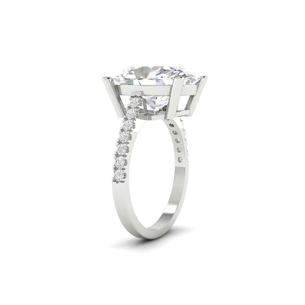 6 Ct Oval Moissanite Women Engagement Rings 14K White Gold Plated
