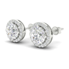2.94Ct Round Cut Moissanite Halo Stud Earrings 14K Gold Plated Screw Back