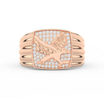 Load image into Gallery viewer, 2Ct Round Cut Moissanite Men’s Flying Eagle Ring – 14K Yellow Gold Plated