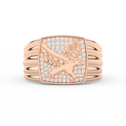 2Ct Round Cut Moissanite Men’s Flying Eagle Ring – 14K Yellow Gold Plated