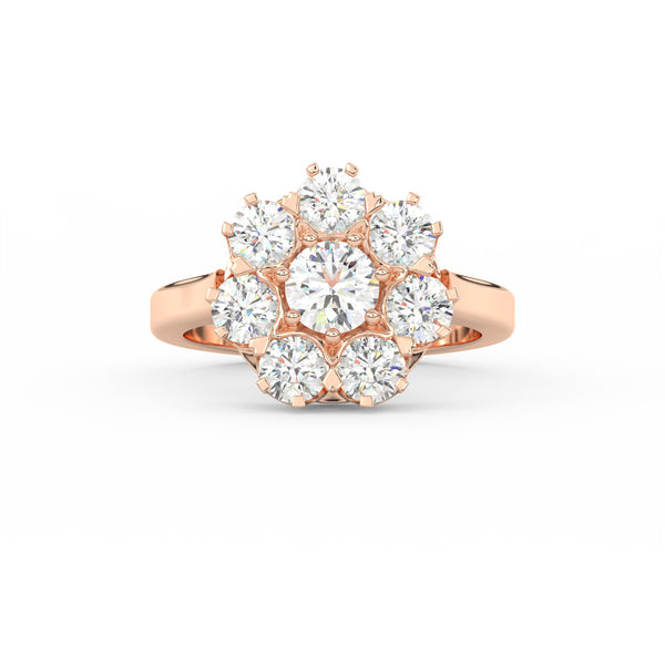 2.29Ct Round Cut Moissanite Women Cluster Engagement Ring 14K Yellow Gold Plated