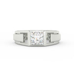 Load image into Gallery viewer, 2Ct Princess Cut Moissanite Men’s Solitaire Ring 14K Yellow Gold Plated