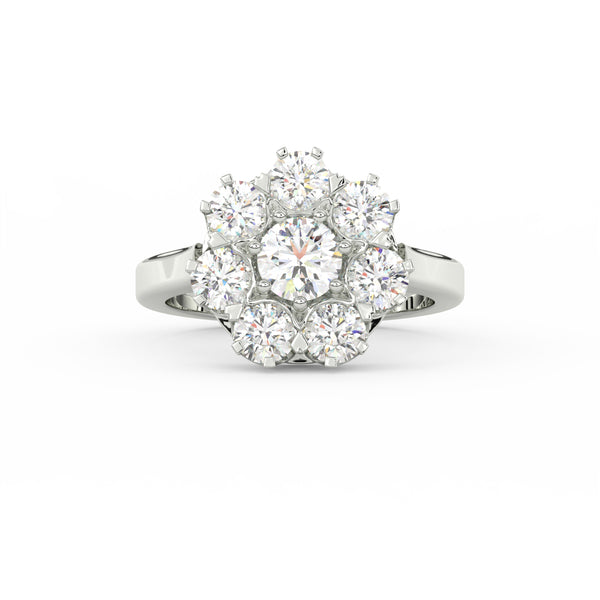 2.29Ct Round Cut Moissanite Women Cluster Engagement Ring 14K Yellow Gold Plated