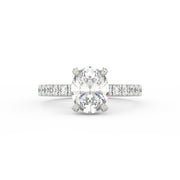 2Ct Oval Cut Moissanite Halo Engagement Ring 14K White Gold Plated