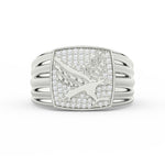 Load image into Gallery viewer, 2Ct Round Cut Moissanite Men’s Flying Eagle Ring – 14K Yellow Gold Plated