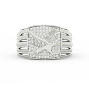 2Ct Round Cut Moissanite Men’s Flying Eagle Ring – 14K Yellow Gold Plated