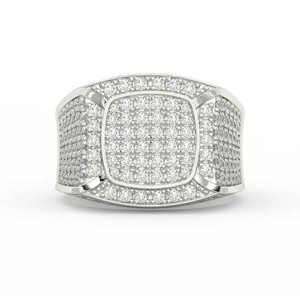 2.48Ct Round Cut Moissanite Men’s Cluster Ring 14K White Gold Plated