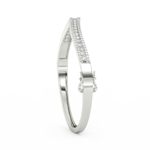 2.55Ct Round Cut Moissanite Wave Bangle Bracelet 14K Yellow Gold Plated