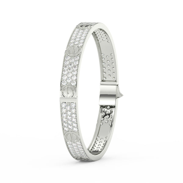 6.80 Ct Round Cut Moissanite Pave Set Cartier Bangle 14K Yellow Gold Plated
