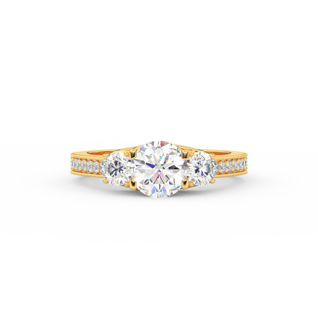 1.75Ct Round Cut Moissanite Women Engagement Wedding Ring 14K Yellow Gold Plated