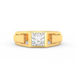 Load image into Gallery viewer, 2Ct Princess Cut Moissanite Men’s Solitaire Ring 14K Yellow Gold Plated
