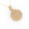 2Ct Round Cut Moissanite Hexagonal Cluster Pendant Necklace 14K Yellow Gold Plated