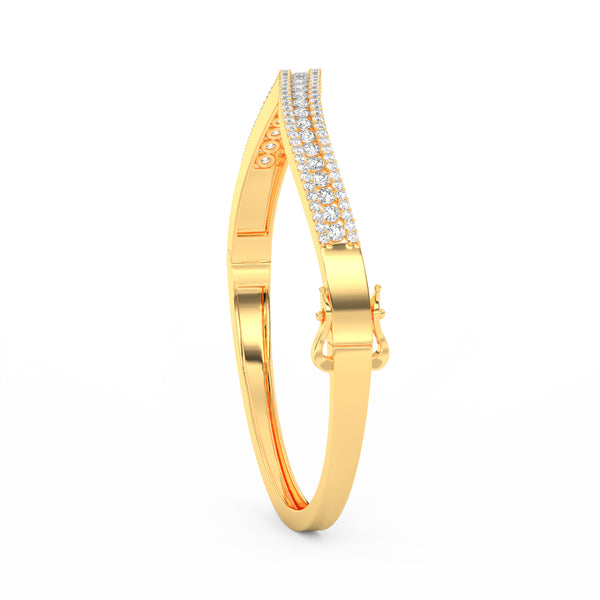 2.55Ct Round Cut Moissanite Wave Bangle Bracelet 14K Yellow Gold Plated