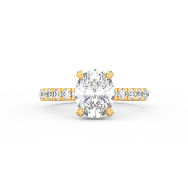 3.18Ct Oval Cut Moissanite Halo Engagement Ring 14K Yellow Gold Plated