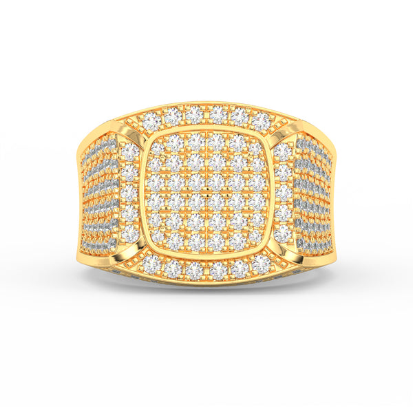 2.48Ct Round Cut Moissanite Men’s Cluster Ring 14K White Gold Plated