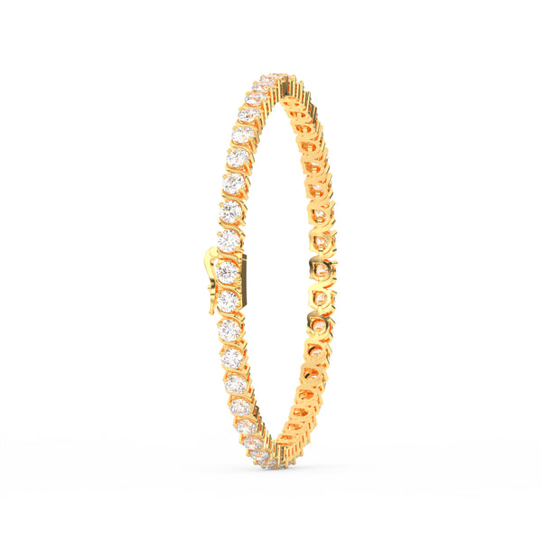 8.40 Ct Round Cut Moissanite Wave Tennis Bracelet 14K Yellow Gold Plated