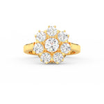 Load image into Gallery viewer, 3Ct Round Cut Moissanite Women Cluster Engagement Ring 14K Yellow Gold Plated