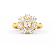 3Ct Round Cut Moissanite Women Cluster Engagement Ring 14K Yellow Gold Plated