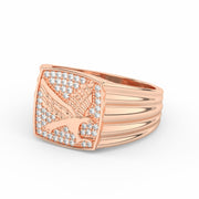 2Ct Round Cut Moissanite Men’s Flying Eagle Ring – 14K Yellow Gold Plated