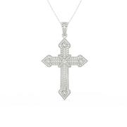2Ct Round Cut Moissanite Men’s Cross Pendant in 14K White Gold