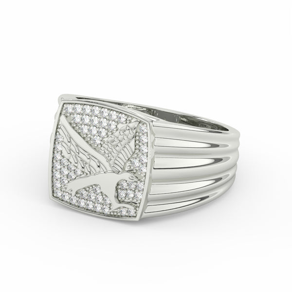 0.30Ct Round Cut Moissanite Men’s Flying Eagle Ring 14K Yellow Gold Plated