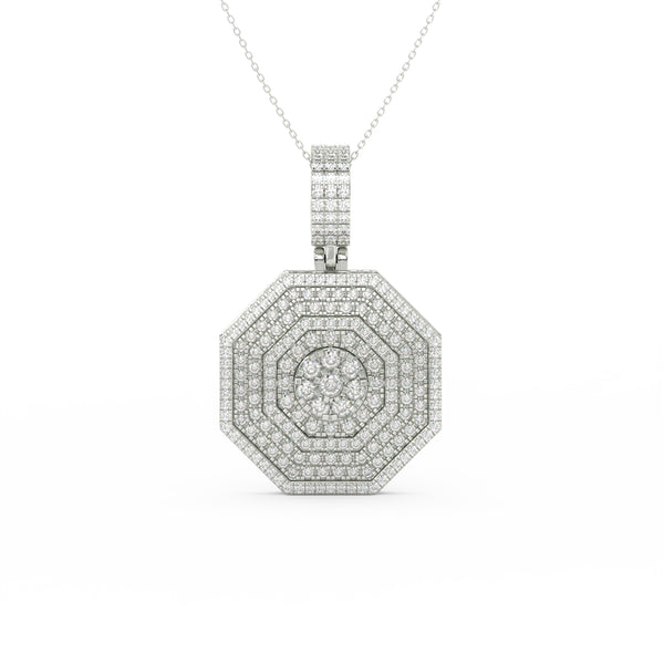 2Ct Round Cut Moissanite Hexagonal Cluster Pendant Necklace 14K Yellow Gold Plated